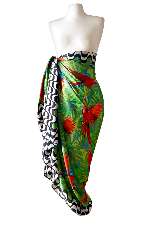 Pareo Araras Rio- Satén de Seda/ 130x200 - Scarfme | Bufandas, Pañuelos, Chales, Turbantes