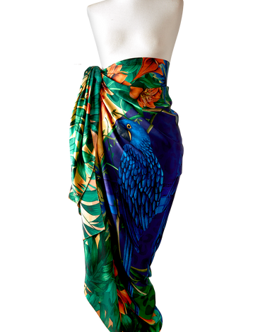 Pareo Brasil Tropical- Satén de Seda/ 130x200 - Scarfme | Bufandas, Pañuelos, Chales, Turbantes