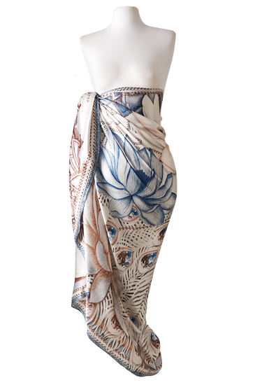 Pareo Peacock Glow- Satén de Seda/ 130x200 - Scarfme | Bufandas, Pañuelos, Chales, Turbantes