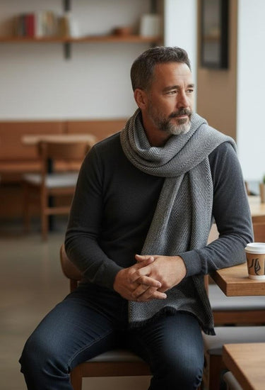Cashmere Espina de Pez Negro/ Gris - Scarfme | Bufandas, Pañuelos, Chales, Turbantes