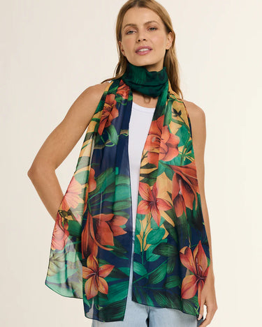 Chal Brasil Tropical - Mousseline de Poliéster/ 45x210 - Scarfme | Bufandas, Pañuelos, Chales, Turbantes