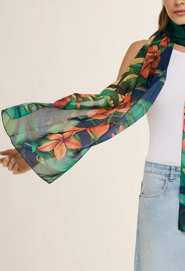Chal Brasil Tropical - Mousseline de Poliéster/ 45x210 - Scarfme | Bufandas, Pañuelos, Chales, Turbantes