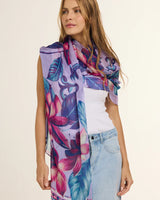 Chal Flor Flamingo- Mousseline de Seda/ 60x210 - Scarfme | Bufandas, Pañuelos, Chales, Turbantes