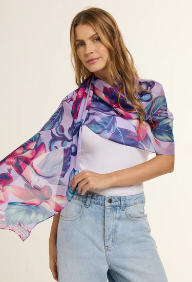 Chal Flor Flamingo- Mousseline de Seda/ 60x210 - Scarfme | Bufandas, Pañuelos, Chales, Turbantes