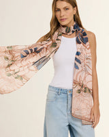 Chal Marble Flowers Rose- Mousseline de Poliéster/ 45x210 - Scarfme | Bufandas, Pañuelos, Chales, Turbantes
