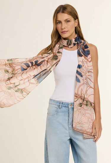 Chal Marble Flowers Rose- Mousseline de Poliéster/ 45x210 - Scarfme | Bufandas, Pañuelos, Chales, Turbantes