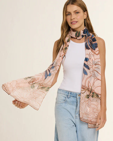 Chal Marble Flowers Rose- Mousseline de Poliéster/ 45x210 - Scarfme | Bufandas, Pañuelos, Chales, Turbantes