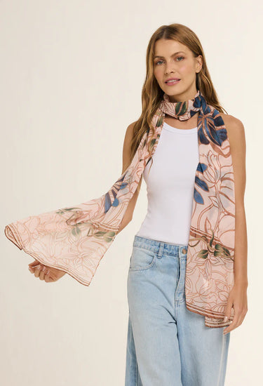 Chal Marble Flowers Rose- Mousseline de Poliéster/ 45x210 - Scarfme | Bufandas, Pañuelos, Chales, Turbantes