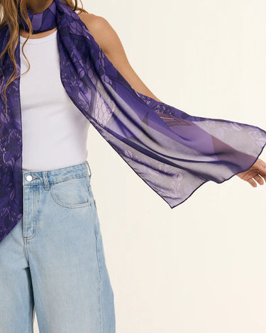 Chal Ramos de Púrpura- Mousseline de Seda/ 60x210 - Scarfme | Bufandas, Pañuelos, Chales, Turbantes