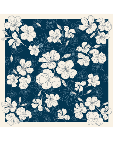 Pañuelo Floral Gráfico Marinho- Satén de Seda/ 90x90 - Scarfme | Bufandas, Pañuelos, Chales, Turbantes