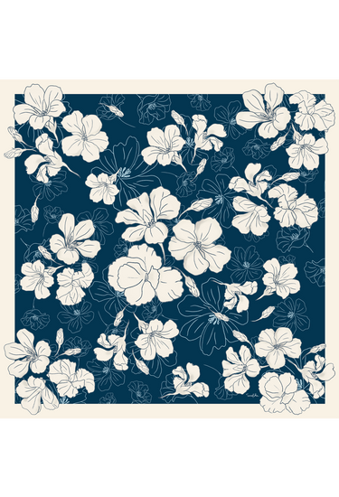Pañuelo Floral Gráfico Marinho- Satén de Seda/ 90x90 - Scarfme | Bufandas, Pañuelos, Chales, Turbantes