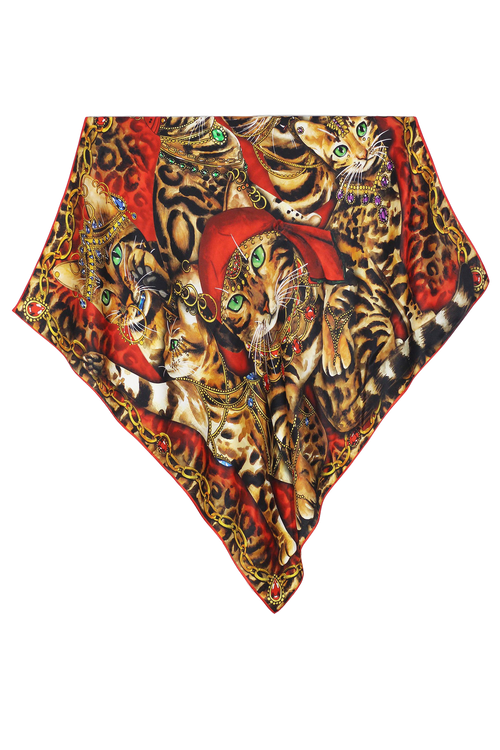 Pañuelo Gatos- Twill de Seda/ 90x90 - Scarfme | Bufandas, Pañuelos, Chales, Turbantes