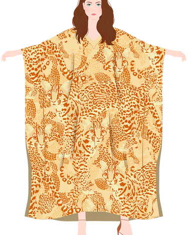 Kaftan Jaguatirica do Serrado- Largo en Seda - Scarfme | Bufandas, Pañuelos, Chales, Turbantes
