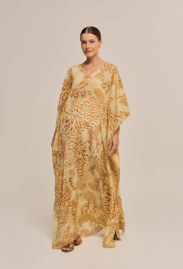 Kaftan Jaguatirica do Serrado- Largo en Seda - Scarfme | Bufandas, Pañuelos, Chales, Turbantes