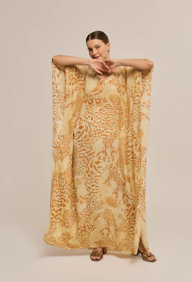 Kaftan Jaguatirica do Serrado- Largo en Seda - Scarfme | Bufandas, Pañuelos, Chales, Turbantes