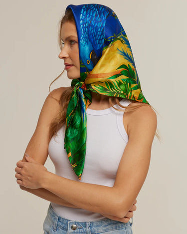 Pañuelo Brasil Tropical - Satén de Poliéster/ 90x90 - Scarfme | Bufandas, Pañuelos, Chales, Turbantes