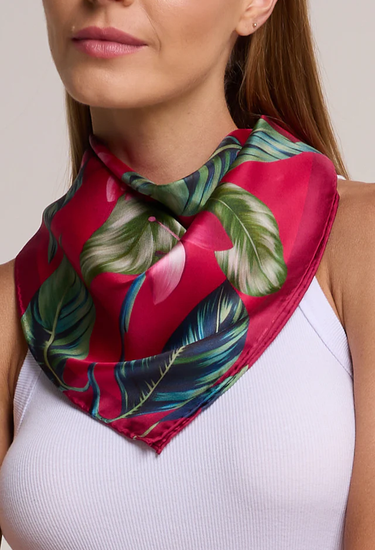 Pañuelo Flor Flamingo - Twill de Seda/ 65x65 - Scarfme | Bufandas, Pañuelos, Chales, Turbantes