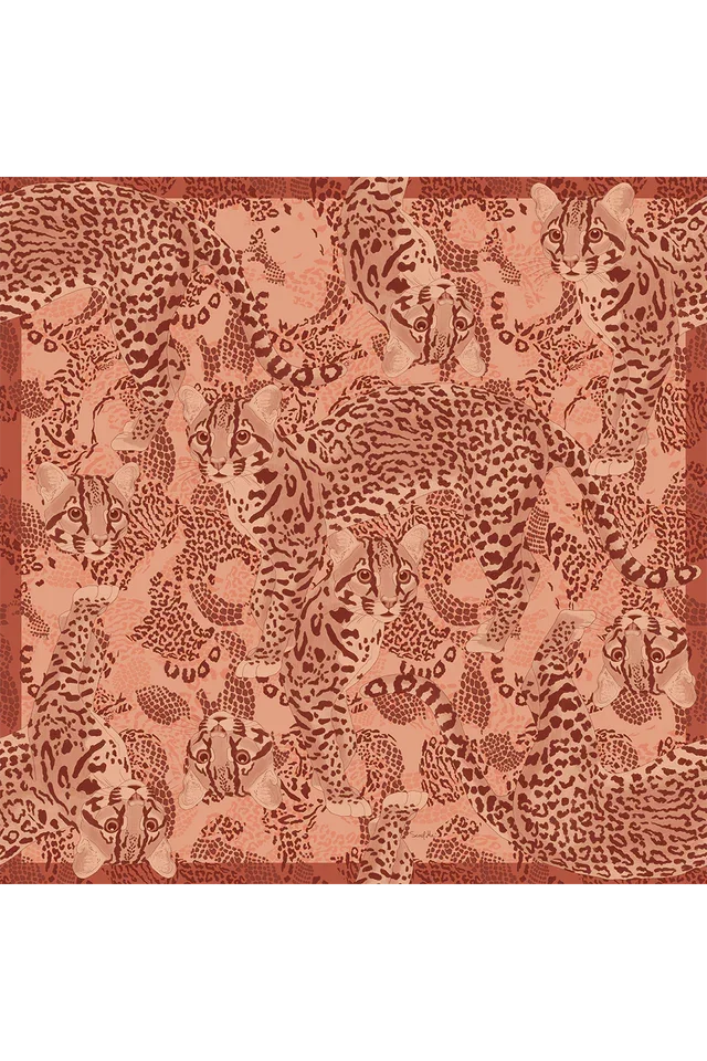 Pañuelo Jaguatirica do Cerrado- Satén de Seda/ 65x65 - Scarfme | Bufandas, Pañuelos, Chales, Turbantes