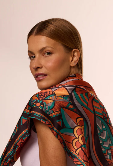 Pañuelo Lobo-Guará do Cerrado- Twill de Seda/ 90x90