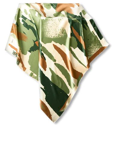 Pañuelo Manchas Abstratas Verde- Satén de Seda/ 90x90 - Scarfme | Bufandas, Pañuelos, Chales, Turbantes