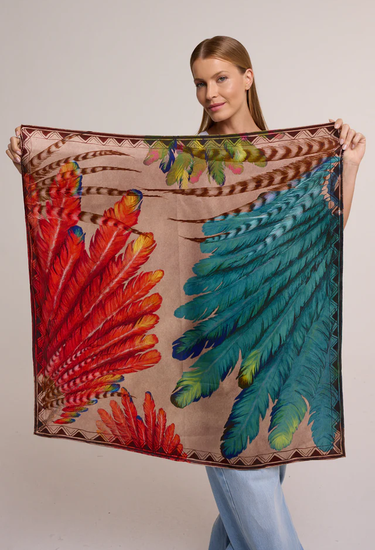 Pañuelo Penas Cocar - Satén de Seda/ 90x90 - Scarfme | Bufandas, Pañuelos, Chales, Turbantes