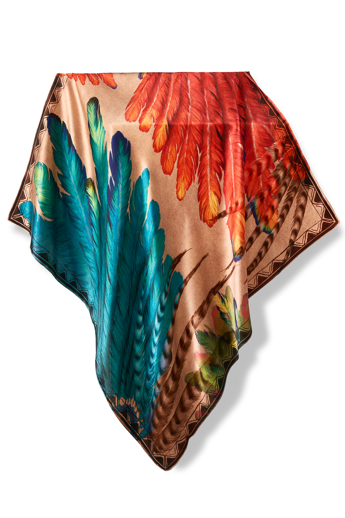 Pañuelo Penas Cocar - Satén de Seda/ 90x90 - Scarfme | Bufandas, Pañuelos, Chales, Turbantes