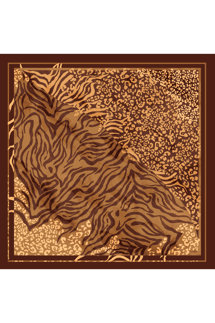 Pañuelo Print Selvagem- Satén de Seda/ 90x90 - Scarfme | Bufandas, Pañuelos, Chales, Turbantes