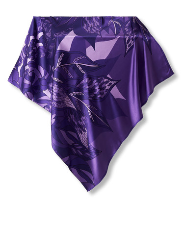 Pañuelo Ramos de Púrpura- Satén de Seda/ 90x90 - Scarfme | Bufandas, Pañuelos, Chales, Turbantes