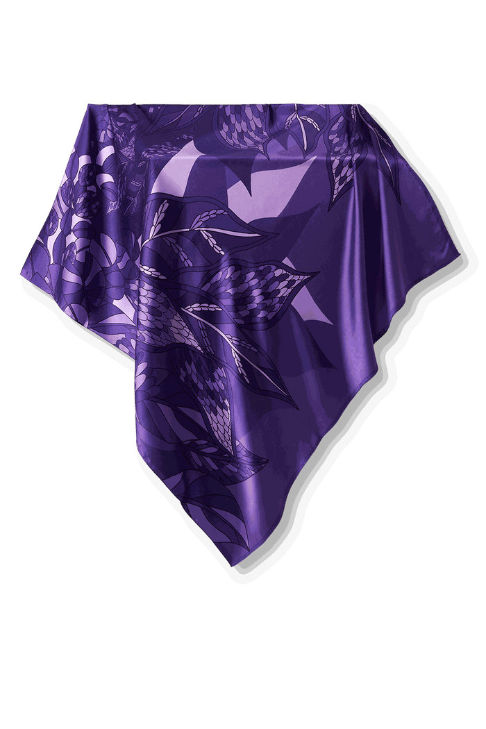 Pañuelo Ramos de Púrpura- Satén de Seda/ 90x90 - Scarfme | Bufandas, Pañuelos, Chales, Turbantes