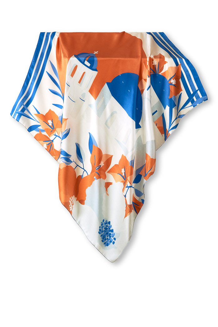 Pañuelo Santorini- Twill de Seda/ 65x65 - Scarfme | Bufandas, Pañuelos, Chales, Turbantes